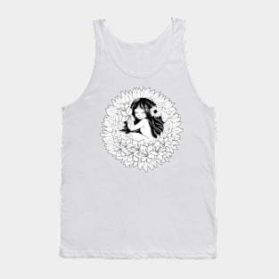 A beautiful girl sleeps sweetly in a flower blossom. Tank Top